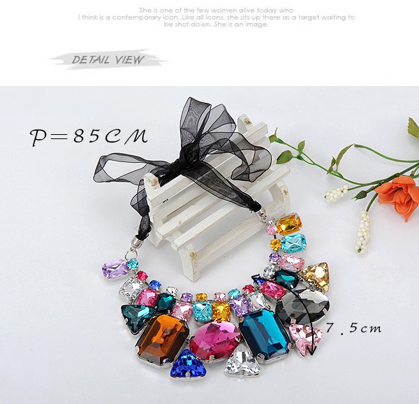Friendship multicolor geometrical gemstone pendant design,Bib Necklaces