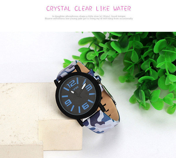 Venetian blue camouflage pattern simple design alloy Ladies Watches,Ladies Watches