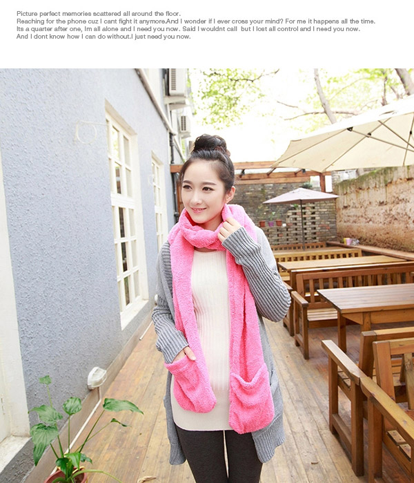 University Pink Pure Color Simple Design,knitting Wool Scaves
