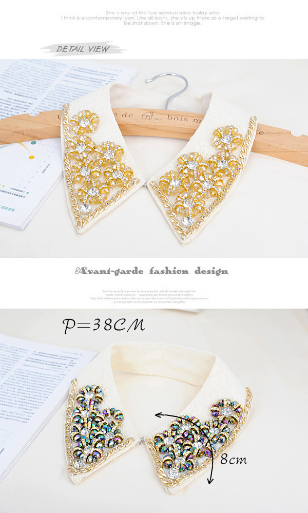 Hipster Gold Color & Beige Metal Flower Shape Decorated Simple Design,Thin Scaves