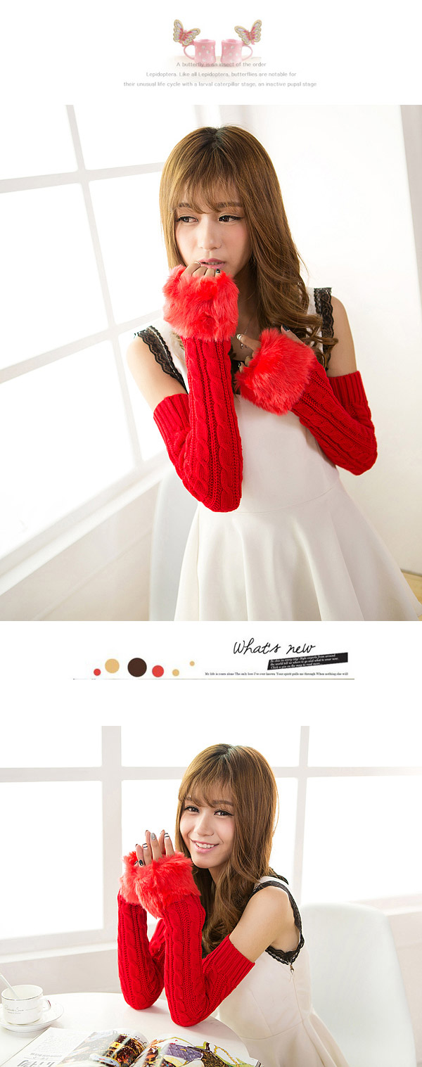Fashion Red Hemp Flowers Shape Design Gloves,Fingerless Gloves