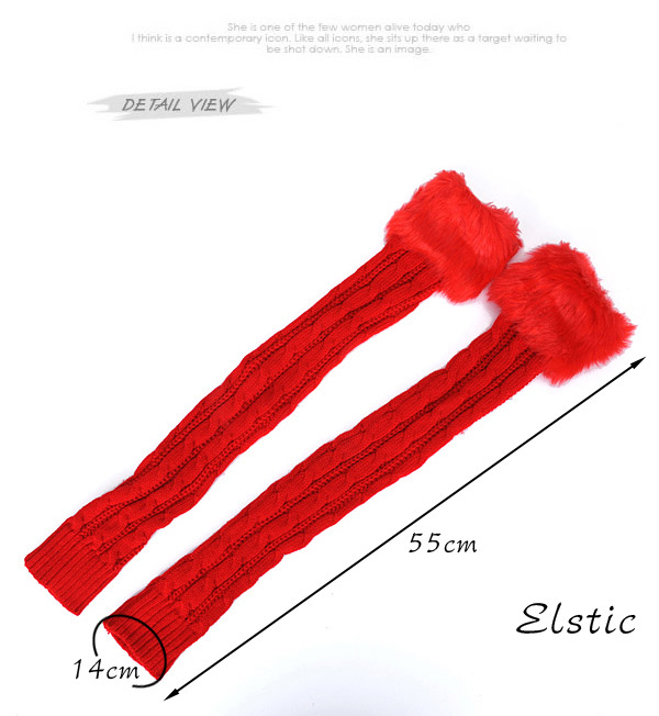 Fake Red Imitation Cashmere Decorated False Sleeves Deisgn,Fingerless Gloves