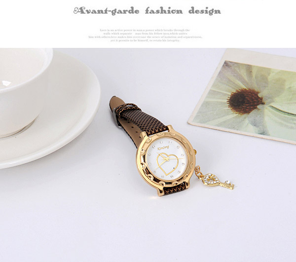 Bodybuildi Coffee Key Shape Decorated Simple Design Alloy Ladies Watches ,Ladies Watches