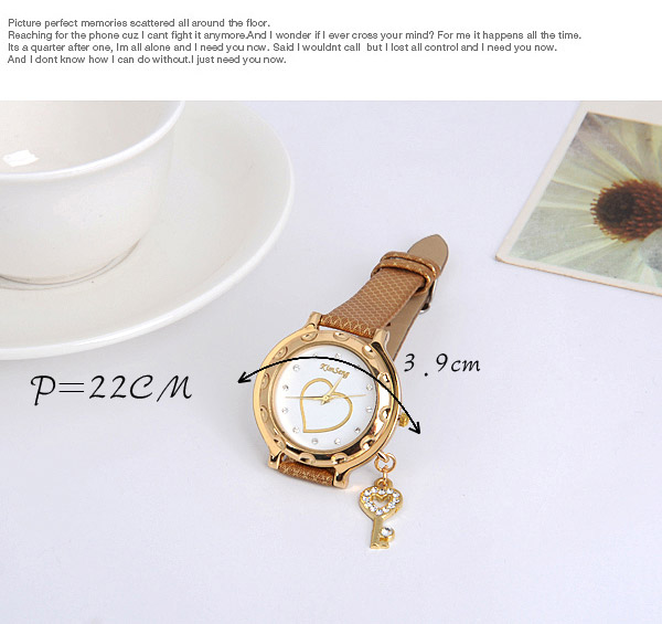Hemming Gold Color Key Shape Decorated Simple Design,Ladies Watches