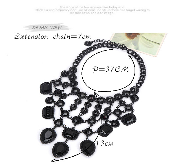 Indian Black Gemstone Decorated Waterdrop Shape Design,Bib Necklaces