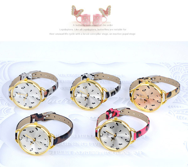 Security Silver Color Leopard Pattern Simple Design Pu Ladies Watches,Ladies Watches