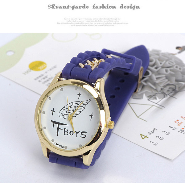 Splendid Purple Letter Tfboys Pattern Decorated Chain Design,Ladies Watches
