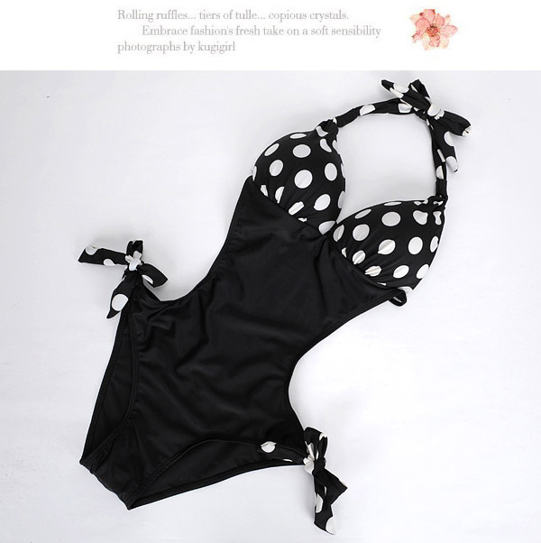 Fine Black & White Siamese Stitching Simple Design Spandex Monokini,One Pieces