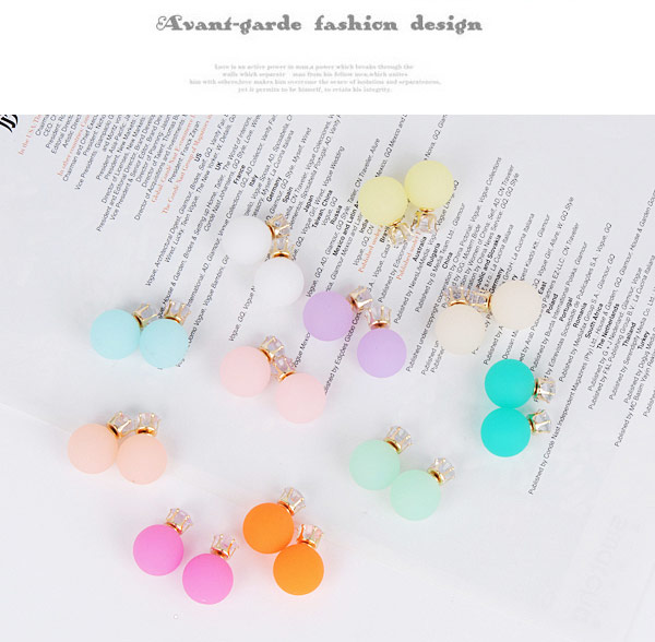 candy color Orange Round Shape Decorated Simple Design,Stud Earrings