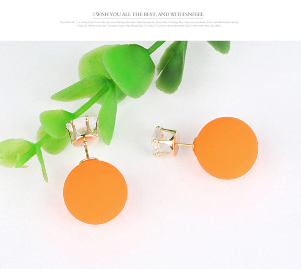 candy color Orange Round Shape Decorated Simple Design,Stud Earrings