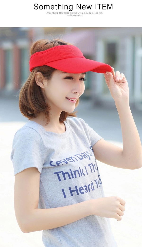 trendy Red Pure Color Empty Top Shape Design,Sun Hats