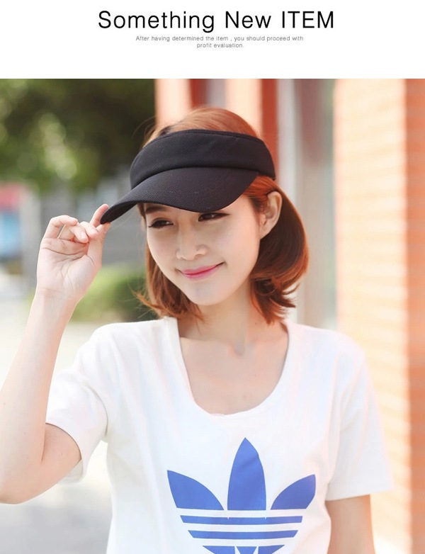 trendy Black Pure Color Empty Top Shape Design,Sun Hats