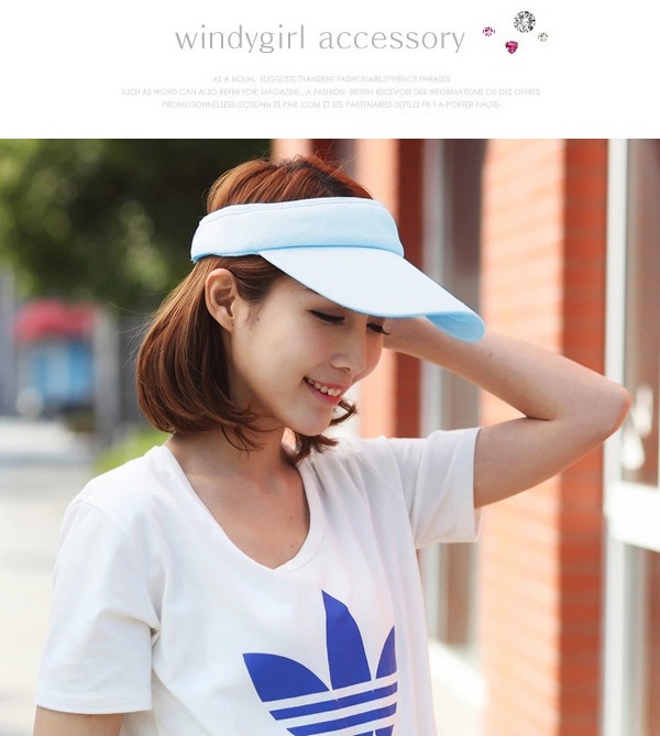 trendy White Pure Color Empty Top Shape Design,Sun Hats