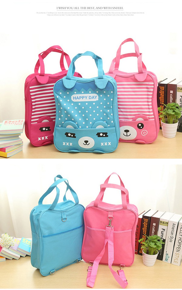 Korean Pink Bowknot Bear Pattern Simple Design,Backpack