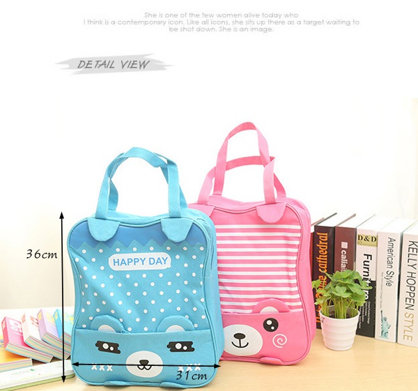 Korean Pink Bowknot Bear Pattern Simple Design,Backpack