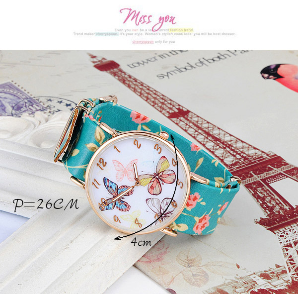 Brilliant Plum Red Butterfly Pattern Simple Design,Ladies Watches