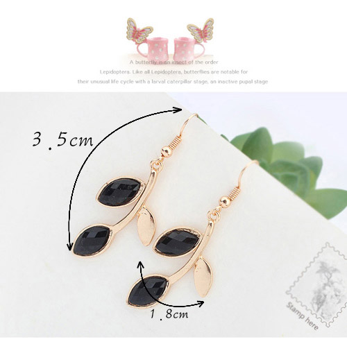 Executive Beige Leaf Shape Decorated Simple Design Alloy Korean Earrings ,Drop Earrings