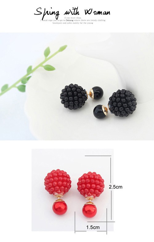 Formal Black Candy Color Round Shape Simple Design,Drop Earrings