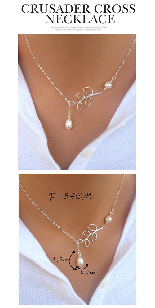 Automatic Silver Color Pearl Leaf Shape Decorated Simple Design,Chains