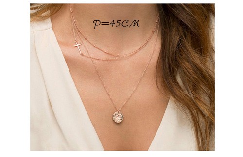 Pearl Gold Color Cross Shape Decorated Multilayer Design,Chains