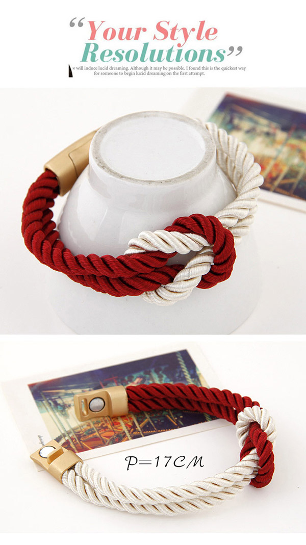 Personalized White & Red Weave Simple Design,Fashion Bracelets