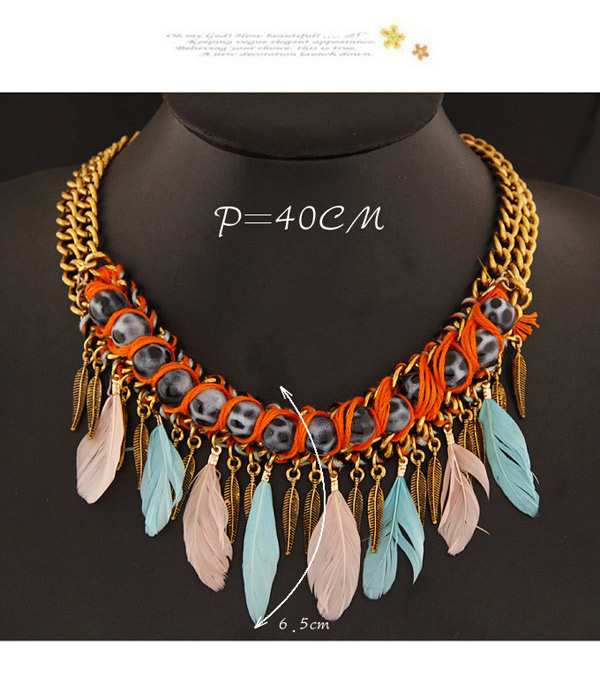 Fashion Multicolor Leaf & Feather Shape Decorated Tassel Design,Chains