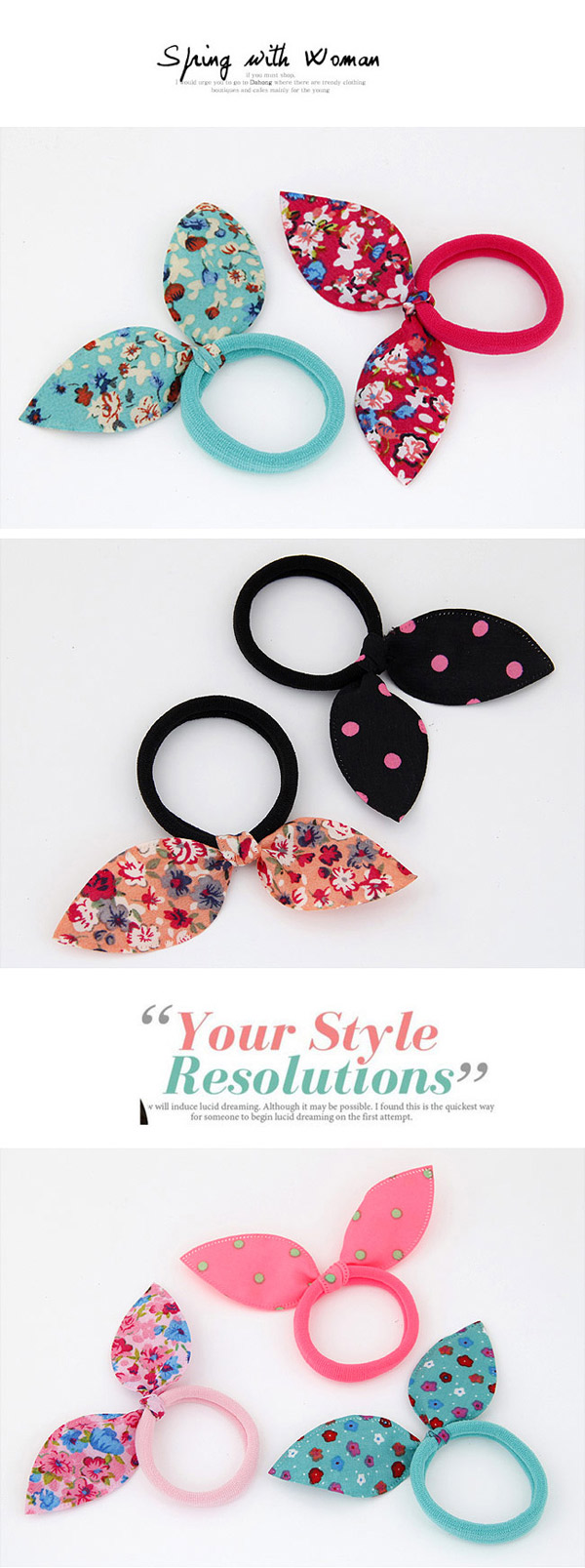 Fashion Black Dot Pattern Decorated Bowknot Shape Design Fabric Hair Band Hair Hoop ,Hair Ring