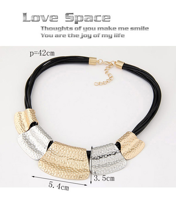 Vibrant Gold & Silver Color Metal Decorated Geometrical Shape Design,Chokers