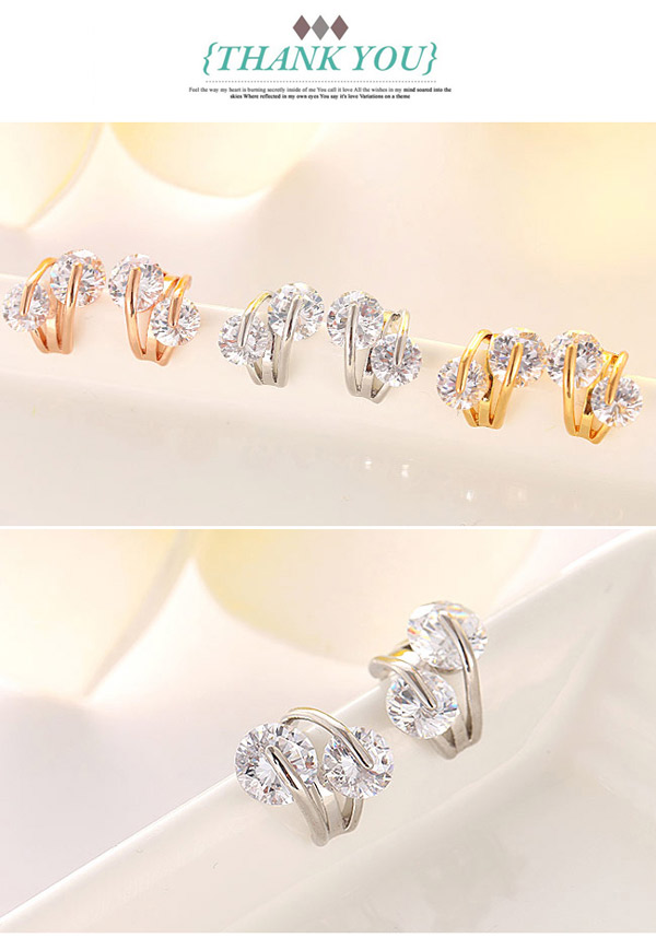 Sweet Silver Color Diamond Decorated Flower Design  Cuprum Fashion earrings,Earrings set