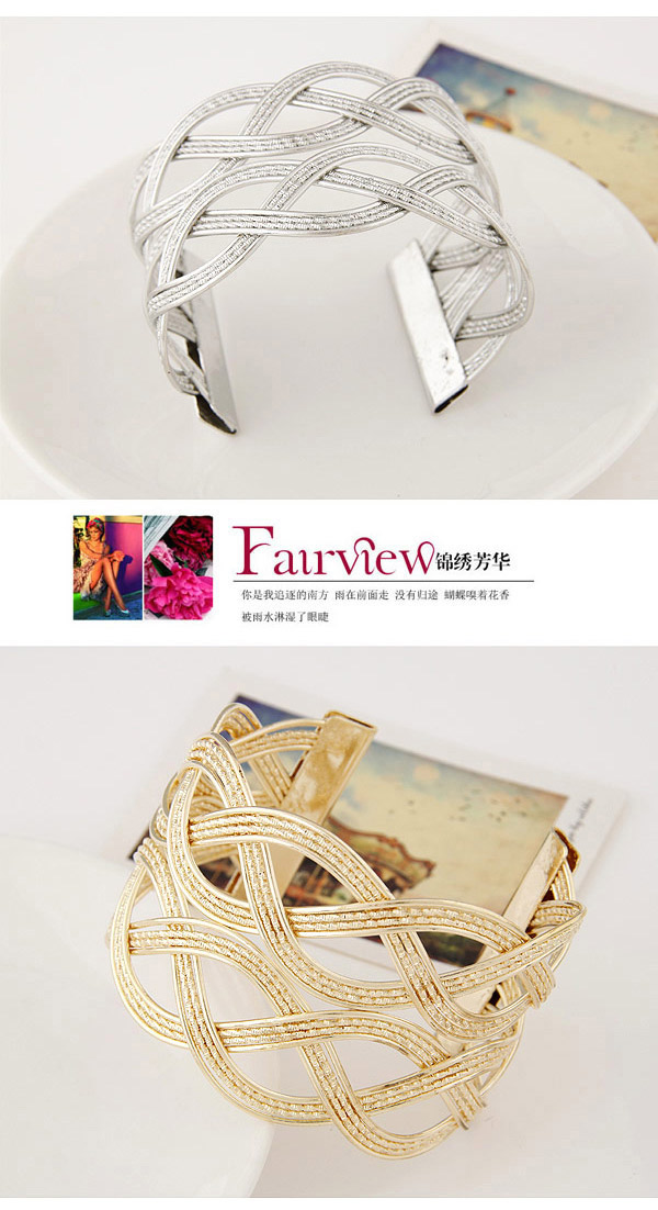 High-quality Gold Color Hollow Out Weave Design,Fashion Bangles