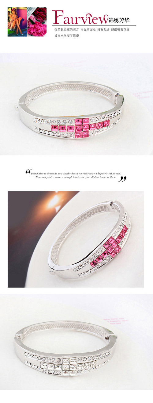 Luxurious Multicolor Cross Shape Decorated Simple Design Crystal+alloy Crystal Bracelets,Crystal Bracelets