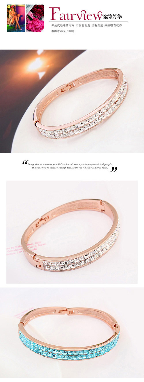 Luxurious White Diamond Decorated Simple Design Crystal+ alloy Crystal Bracelets,Crystal Bracelets