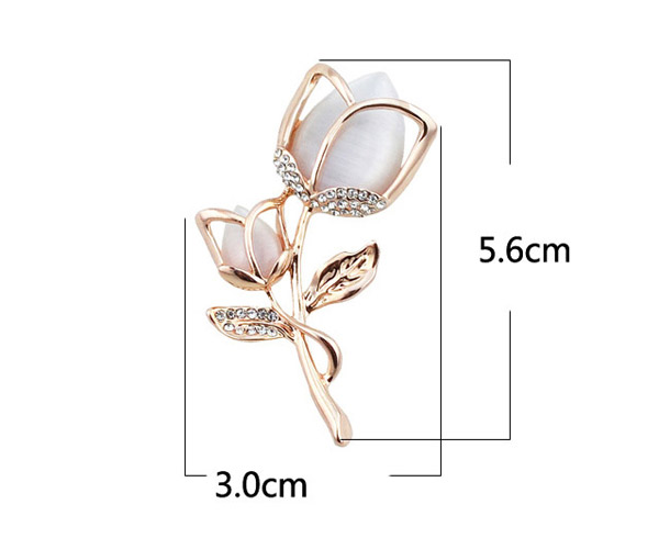 Exquisite Beige Diamond Decorated Hollow Out Flower Design Alloy Korean Brooches,Korean Brooches