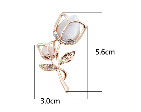 Exquisite Light Watermelon Red Diamond Decorated Hollow Out Flower Design  Alloy Korean Brooches,Korean Brooches