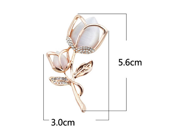 Exquisite Light Green Diamond Decorated Hollow Out Flower Design  Alloy Korean Brooches,Korean Brooches