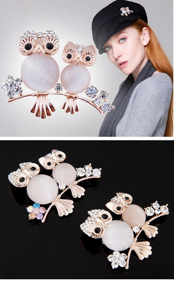 Exquisite Mulitcolor Diamond Decorated Owl Shape Design  Alloy Korean Brooches,Korean Brooches