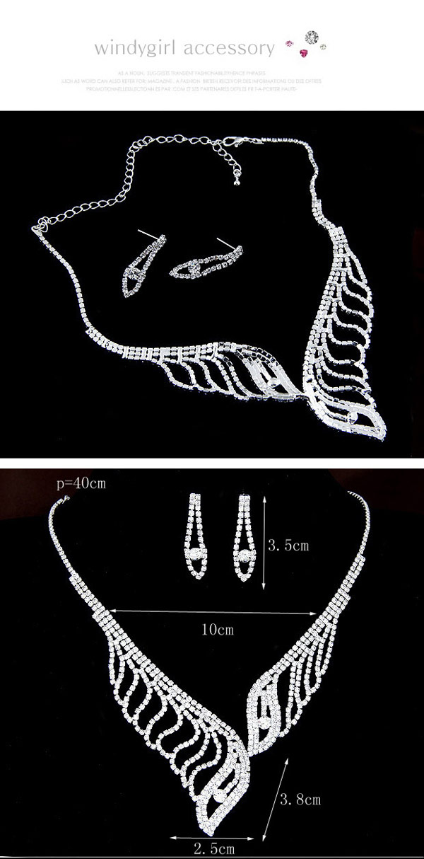 Bling White Diamond Decorated Leaf Shape Design  Alloy Jewelry Sets,Jewelry Sets