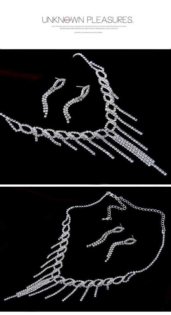 Bling White Diamond Decorated Tassel Design Alloy Jewelry Sets,Jewelry Sets