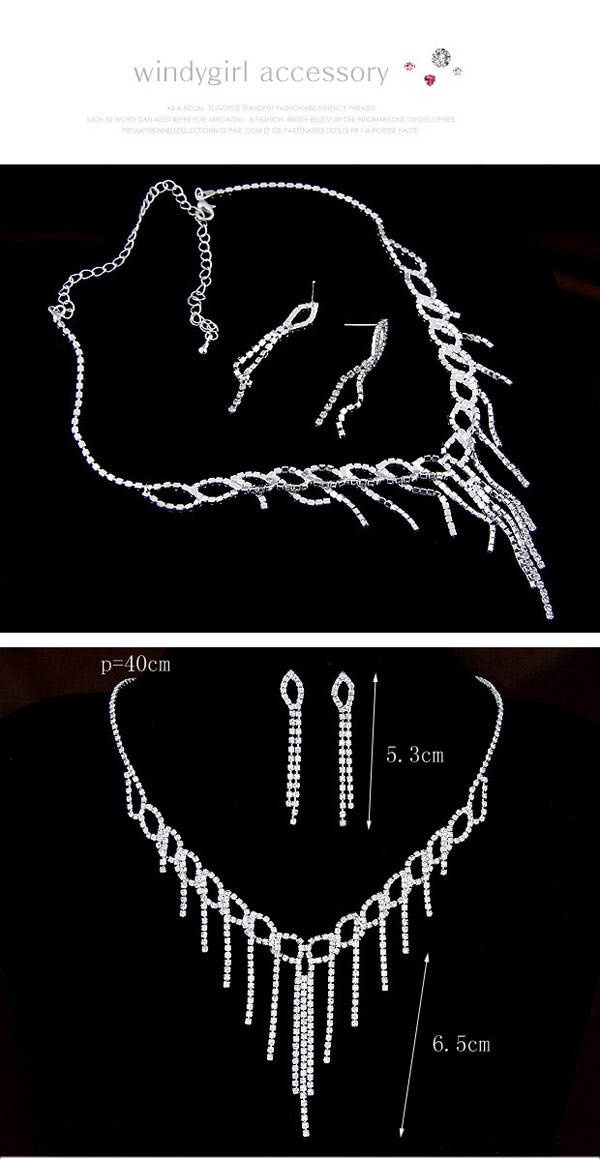 Bling White Diamond Decorated Tassel Design Alloy Jewelry Sets,Jewelry Sets