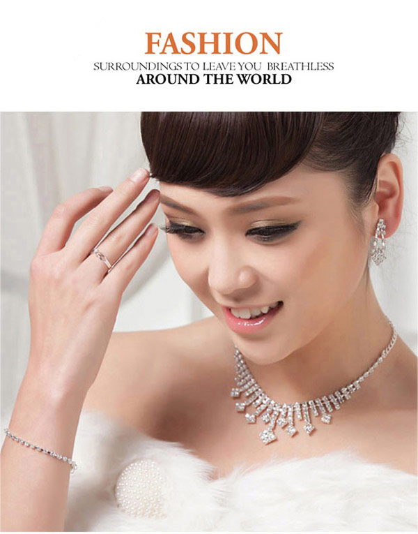 Bling White Diamond Decorated V Shape Design  Alloy Jewelry Sets,Jewelry Sets