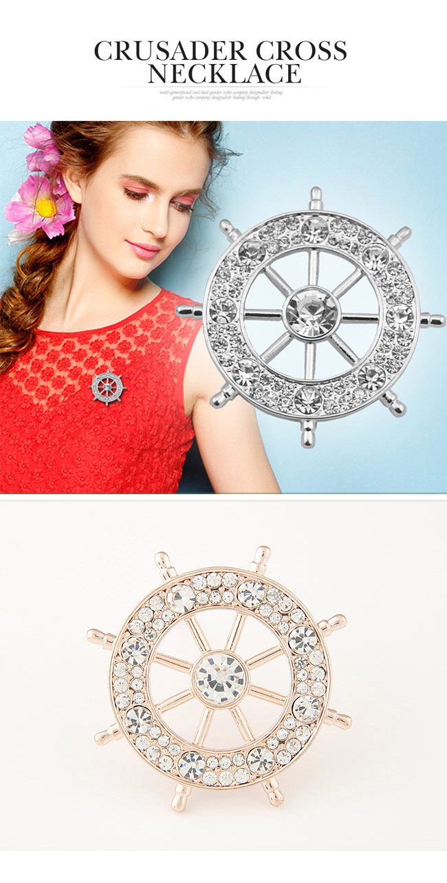 Charming Gold Color Diamond Decorated Anchor Shape Design  Alloy Korean Brooches,Korean Brooches