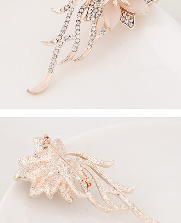 Sweet Gold Color Diamond Decorated Flower Shape Design  Alloy Korean Brooches,Korean Brooches