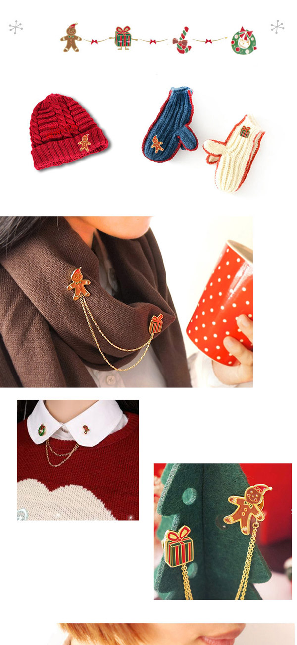 Sweet Multicolor Present Shape Decorated Asymmetry Design Alloy Korean Brooches,Korean Brooches