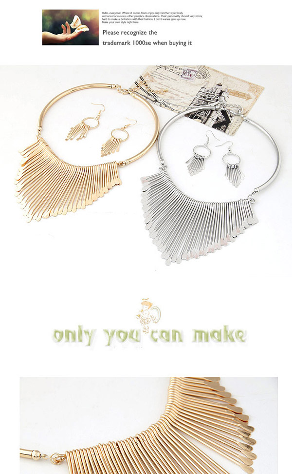Fashion Gold Color Tassel Decorated Simple Design,Jewelry Sets