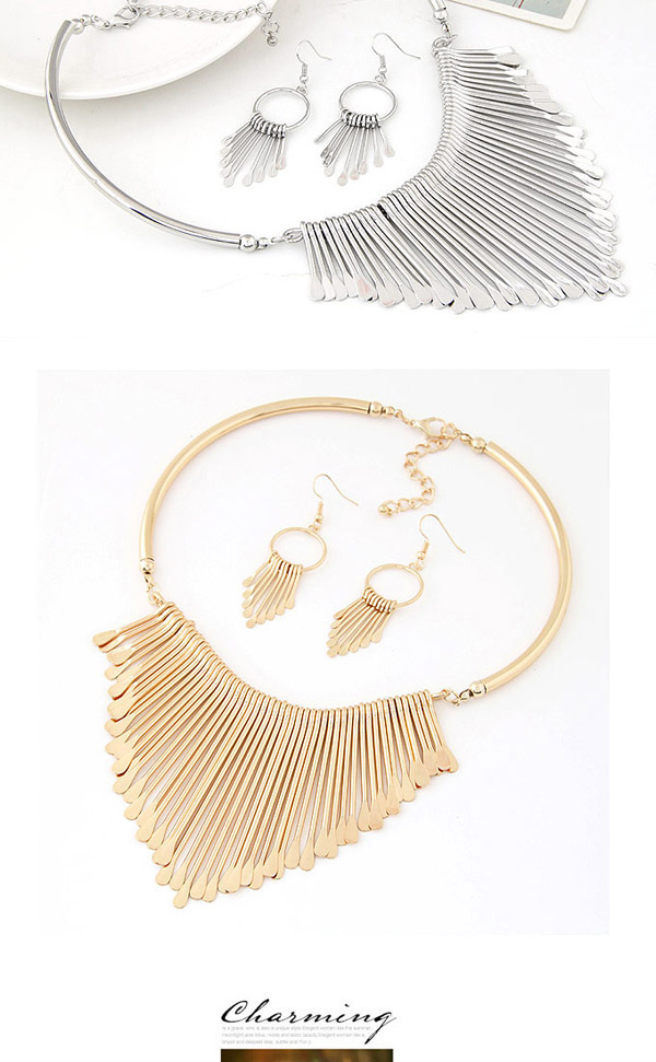 Fashion Gold Color Tassel Decorated Simple Design,Jewelry Sets