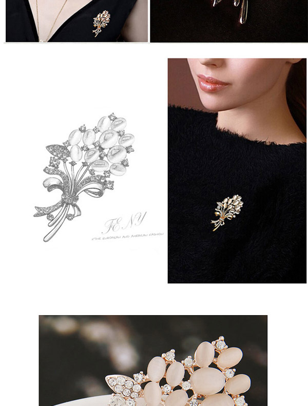 Fashiong Gold Color Diamond Decorated Flower Shape Design  Alloy Korean Brooches,Korean Brooches