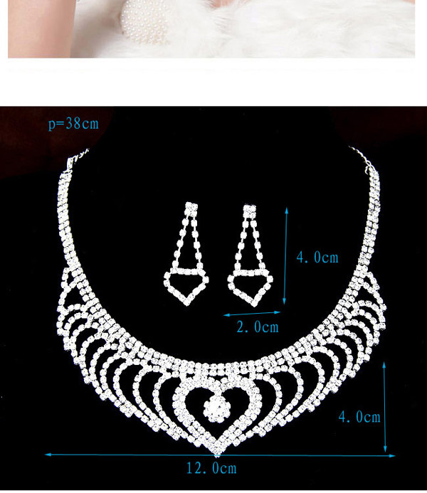 Elegant Silver Color Heart Shape Pendant Decorated Double Layer Design,Jewelry Sets