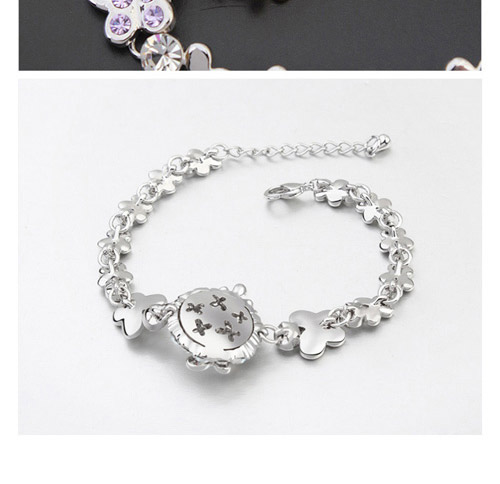Elegant Multicolor Diamond&butterfly Decorated Simple Design  Alloy Crystal Bracelets,Crystal Bracelets