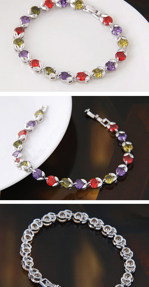 Fashion Purple Diamond Decorated Simple Design  Cuprum Fashion Bracelets,Fashion Bracelets