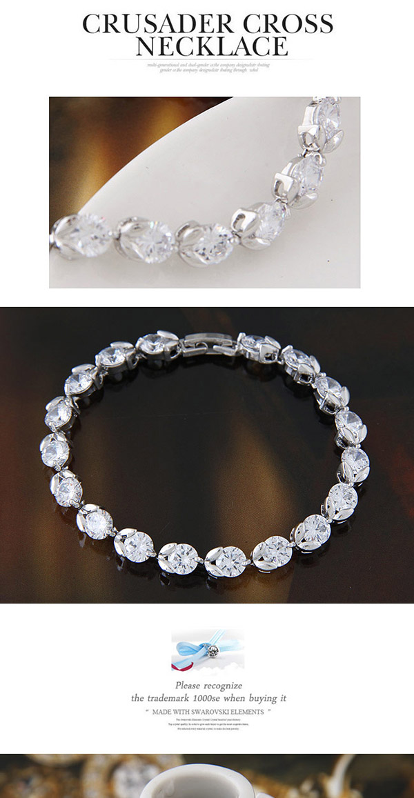 Fashion White Diamond Decorated Simple Design  Cuprum Fashion Bracelets,Fashion Bracelets